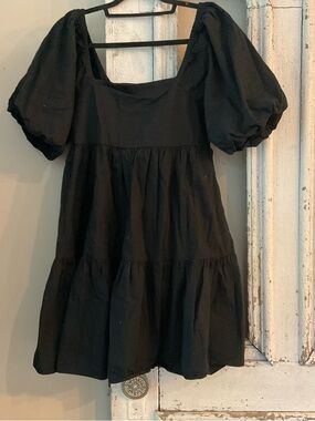 VENUS Black Smocked Waist Mini Dress